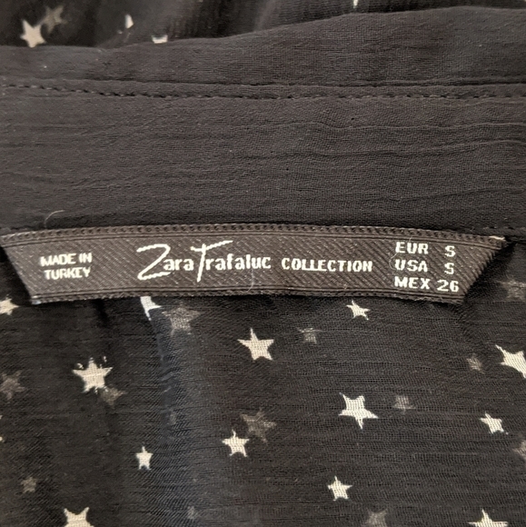 2/$20 Zara trafaluc black sheer button front blouse S - Picture 7 of 7